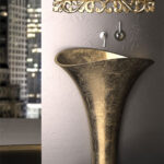 Glass Design Flower Evolution Vetrofreddo Basin Gold