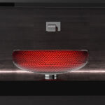 Glass Design Scenic Ramada Ruby Red Crystal Basin