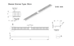 Gio Shower Channel 500mm Grated Grid Stainless Steel Matt Black - Image 3